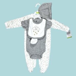 Hudson Baby Infant 6-9mo 5-Piece Layette Set Dream Happy Clouds Stars Unisex NWT